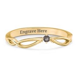 Celtic Gemstone Contour Wedding Band in 18K Gold Plated Silver with Smokey Quartz