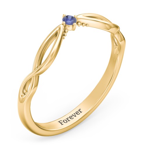 Celtic Gemstone Contour Wedding Band – 18K Gold Plated Silver with Blue Sapphire