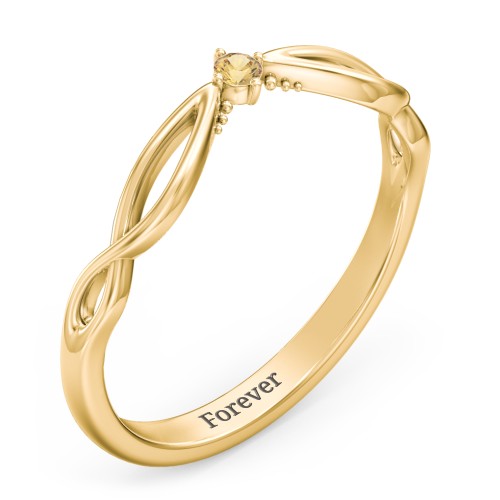 Celtic Gemstone Contour Wedding Band – 18K Gold Plated Silver with Citrine