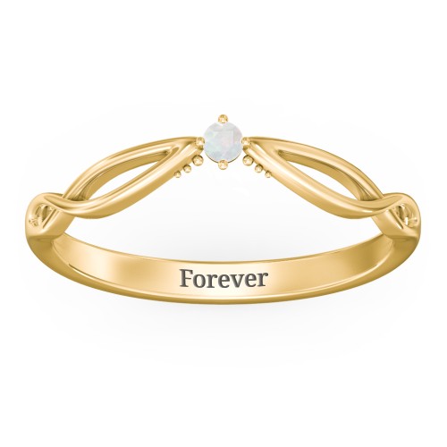 Celtic Gemstone Contour Wedding Band – 18K Gold Plated Silver with Opal
