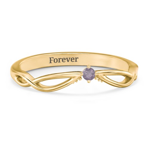 Celtic Gemstone Contour Wedding Band – 18K Gold Plated Silver with Alexandrite