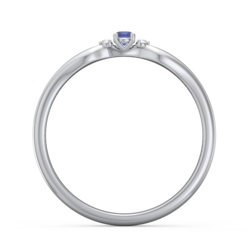 Dainty Trinity Stone Promise Ring – Sterling Silver with Blue Sapphire and White Premium Zirconia