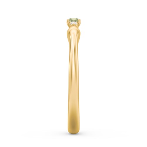 Dainty Trinity Stone Promise Ring – 10K Yellow Gold with Peridot and White Premium Zirconia