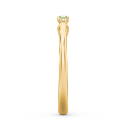 Dainty Trinity Stone Promise Ring – 10K Yellow Gold with Peridot and White Premium Zirconia