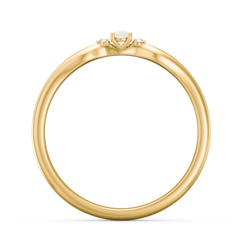 Dainty Trinity Stone Promise Ring – 10K Yellow Gold with Opal and White Premium Zirconia