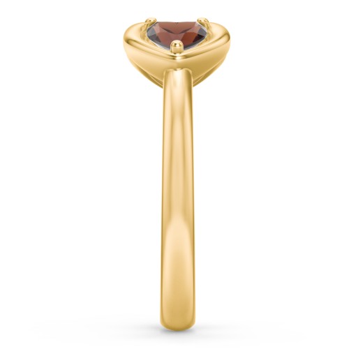 Heart In Heart Gemstone Open Cuff Ring – 18K Gold Plated Silver with Garnet