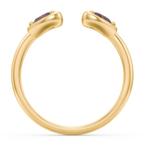 Heart In Heart Gemstone Open Cuff Ring – 18K Gold Plated Silver with Garnet