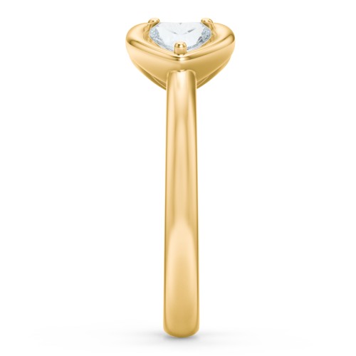 Heart In Heart Gemstone Open Cuff Ring – 18K Gold Plated Silver with Aquamarine