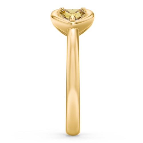 Heart In Heart Gemstone Open Cuff Ring – 18K Gold Plated Silver with Citrine
