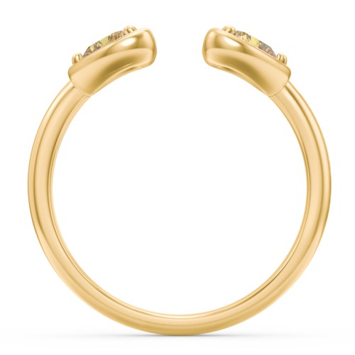 Heart In Heart Gemstone Open Cuff Ring – 18K Gold Plated Silver with Citrine