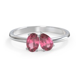 Toi et Moi Oval and Pear Gemstone Ring
