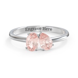 Toi et Moi Oval and Pear Gemstone Ring