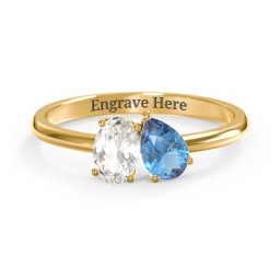 Toi et Moi Oval and Pear Gemstone Ring