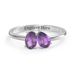 Toi et Moi Oval and Pear Gemstone Ring