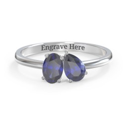Toi et Moi Oval and Pear Gemstone Ring