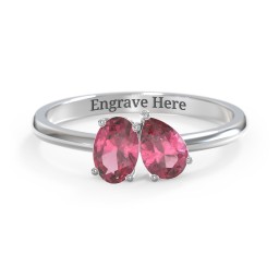 Toi et Moi Oval and Pear Gemstone Ring