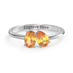 Toi et Moi Oval and Pear Gemstone Ring