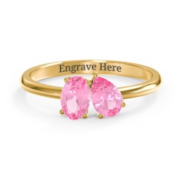 Toi et Moi Oval and Pear Gemstone Ring