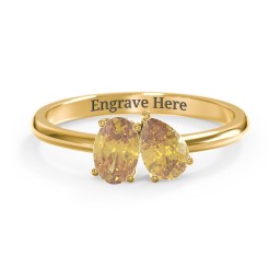 Toi et Moi Oval and Pear Gemstone Ring