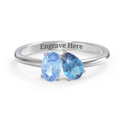 Toi et Moi Oval and Pear Gemstone Ring