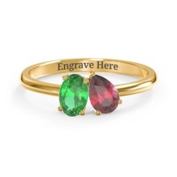 Toi et Moi Oval and Pear Gemstone Ring
