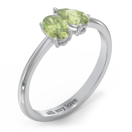 Toi et Moi Oval and Pear Gemstone Ring