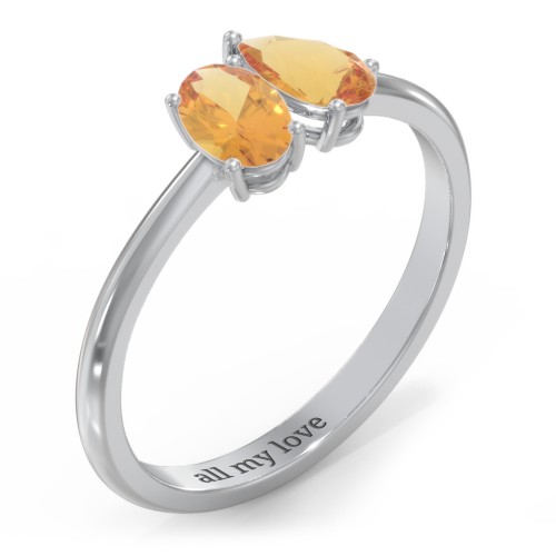 Toi et Moi Oval and Pear Gemstone Ring