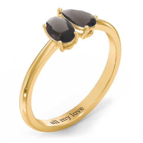 Toi et Moi Oval and Pear Gemstone Ring