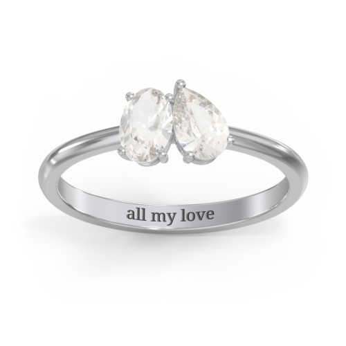 Toi et Moi Oval and Pear Gemstone Ring
