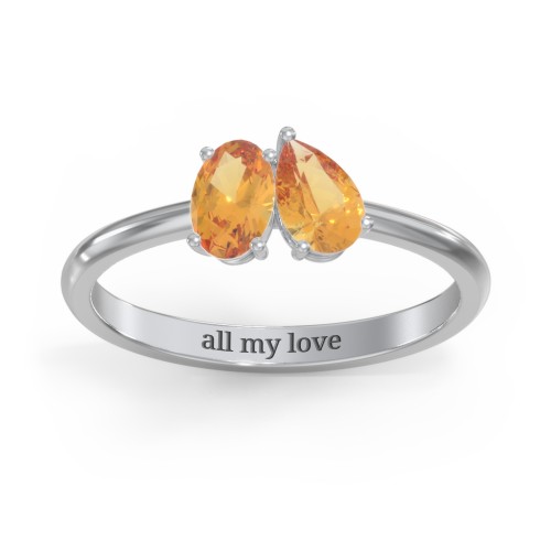Toi et Moi Oval and Pear Gemstone Ring