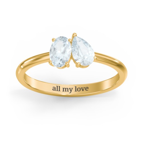 Toi et Moi Oval and Pear Gemstone Ring