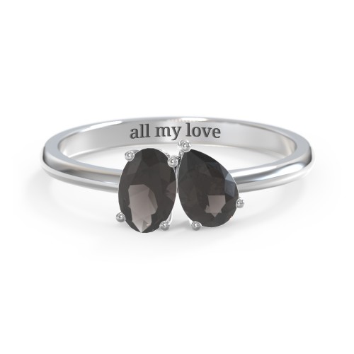 Toi et Moi Oval and Pear Gemstone Ring