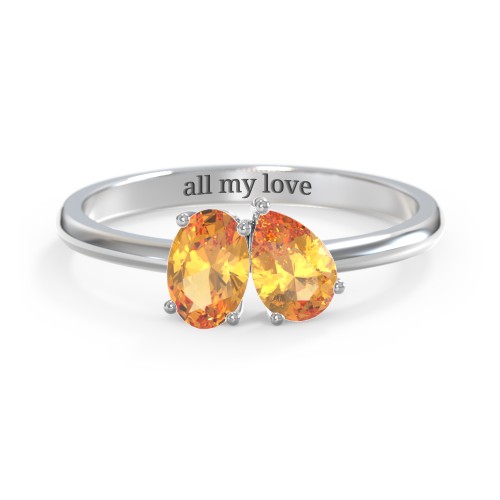 Toi et Moi Oval and Pear Gemstone Ring