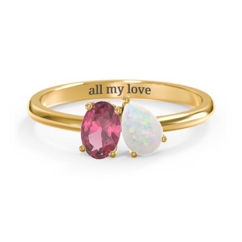 Toi et Moi Oval and Pear Gemstone Ring