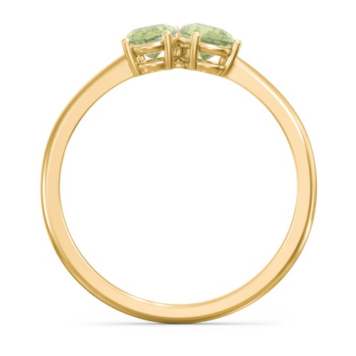Toi et Moi Oval and Pear Gemstone Ring – 18K Gold Plated Silver with Peridot