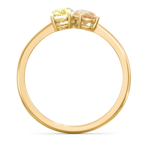 Toi et Moi Oval and Pear Gemstone Ring – 18K Gold Plated Silver with Citrine