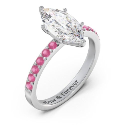 2 ct. Marquise CZ Engagement Ring with Accents