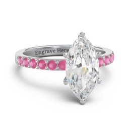 2 ct. Marquise CZ Engagement Ring with Accents in 925 Sterling Silver with Cubic Zirconia and Ruby