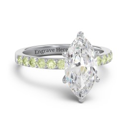2 ct. Marquise CZ Engagement Ring with Accents in 925 Sterling Silver with Cubic Zirconia and Peridot
