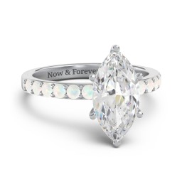 2 ct. Marquise CZ Engagement Ring with Accents in 925 Sterling Silver with Cubic Zirconia and Opal
