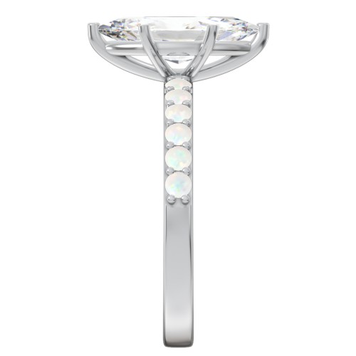 2 ct. Marquise CZ Engagement Ring with Accents – Sterling Silver with Cubic Zirconia and Opal