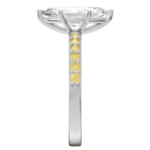 2 ct. Marquise CZ Engagement Ring with Accents – Sterling Silver with Cubic Zirconia and Citrine