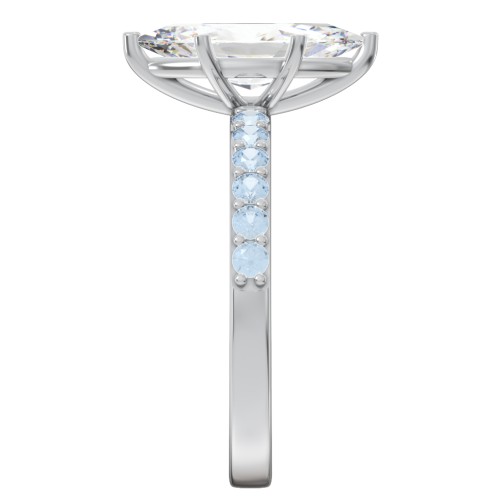 2 ct. Marquise CZ Engagement Ring with Accents – Sterling Silver with Cubic Zirconia and Blue Topaz