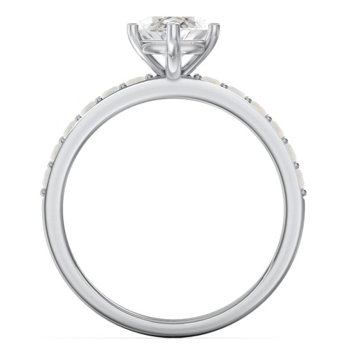 2 ct. Marquise CZ Engagement Ring with Accents – Sterling Silver with Cubic Zirconia and Opal