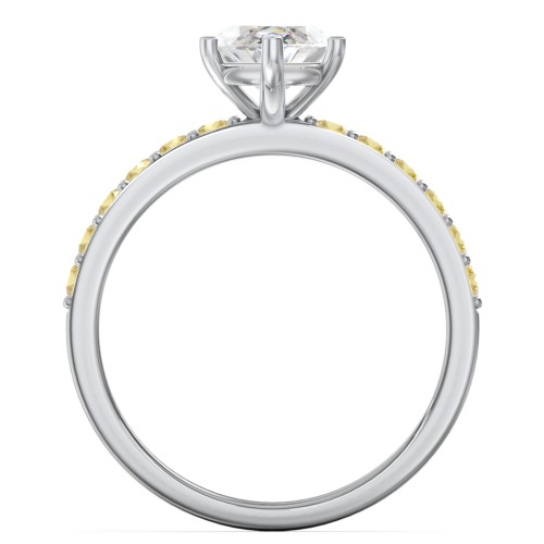 2 ct. Marquise CZ Engagement Ring with Accents – Sterling Silver with Cubic Zirconia and Citrine
