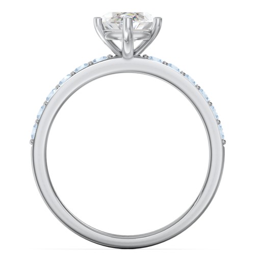 2 ct. Marquise CZ Engagement Ring with Accents – Sterling Silver with Cubic Zirconia and Blue Topaz