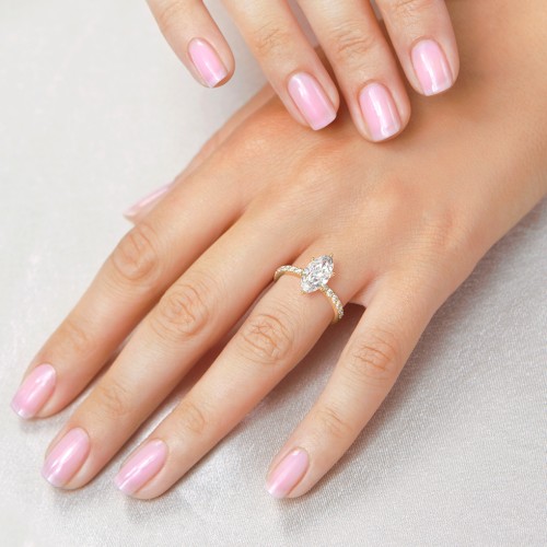 2 ct. Marquise CZ Engagement Ring with Accents – 10K White Gold with Cubic Zirconia