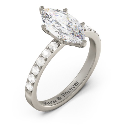2 ct. Marquise CZ Engagement Ring with Accents – 10K White Gold with Cubic Zirconia