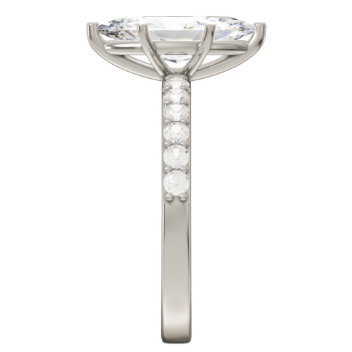 2 ct. Marquise CZ Engagement Ring with Accents – 10K White Gold with Cubic Zirconia
