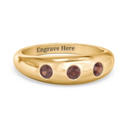 Round Stone Dome Ring in 18K Gold Plated Silver with Garnet, Lavender Premium Zirconia, and Mint Premium Zirconia